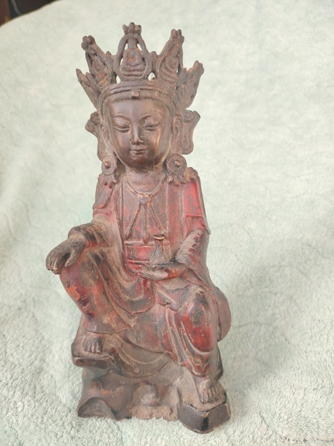 古玩銅器銅寶冠觀音真品鑒賞圖