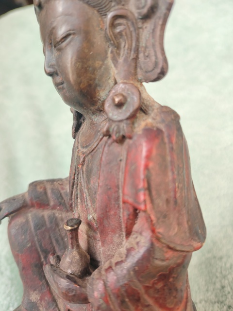 古玩銅器銅寶冠觀音真品鑒賞圖