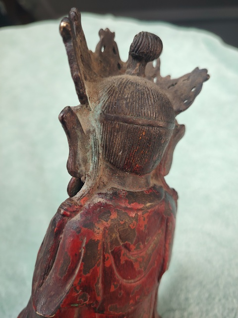 古玩銅器銅寶冠觀音真品鑒賞圖