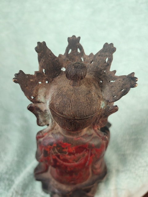 古玩銅器銅寶冠觀音真品鑒賞圖