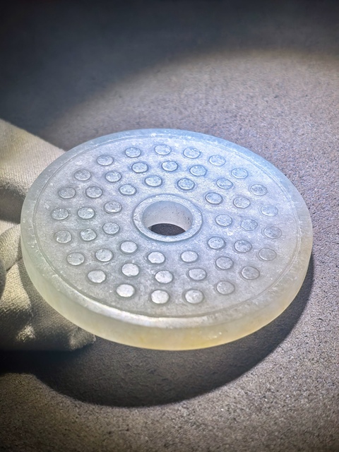 古玩玉器天然翡翠雕“卷云紋璧”真品鑒賞圖