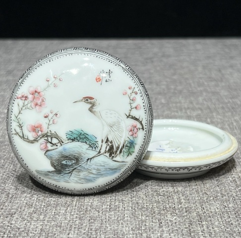 古玩陶瓷陸云山款印泥盒真品鑒賞圖