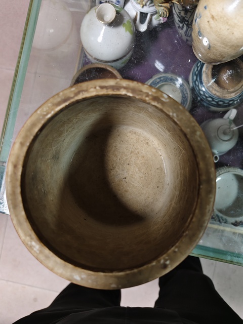 古玩陶瓷珊瑚紅釉描金吉語紋圈足筒式香爐真品鑒賞圖