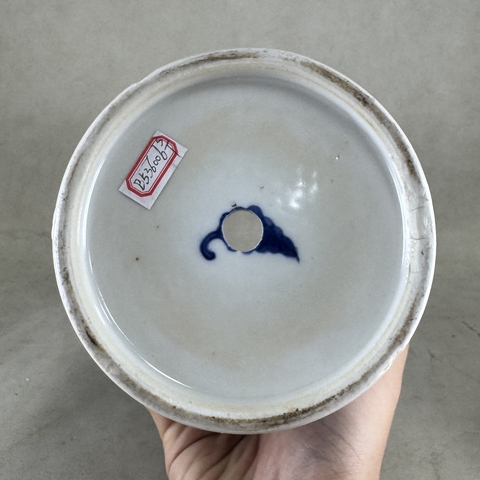 古玩陶瓷青花博古圖帽筒真品鑒賞圖