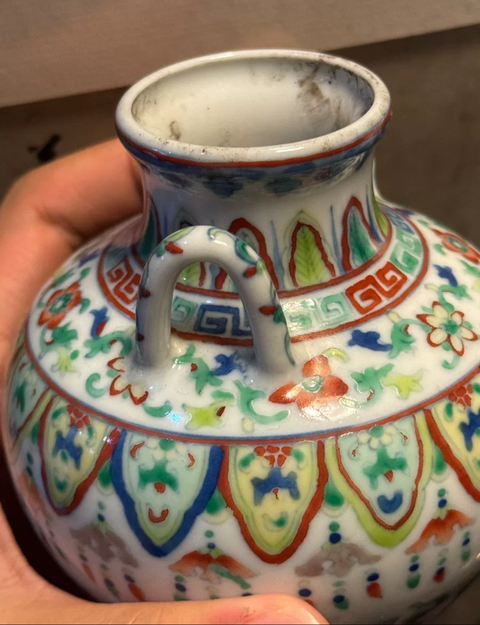 古玩陶瓷青花五彩雙系罐真品鑒賞圖