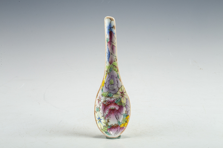 古玩陶瓷民國·粉彩百花不落地紋湯勺一對拍賣，當前價格480元