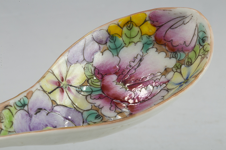 古玩陶瓷民國·粉彩百花不落地紋湯勺一對拍賣，當前價格480元