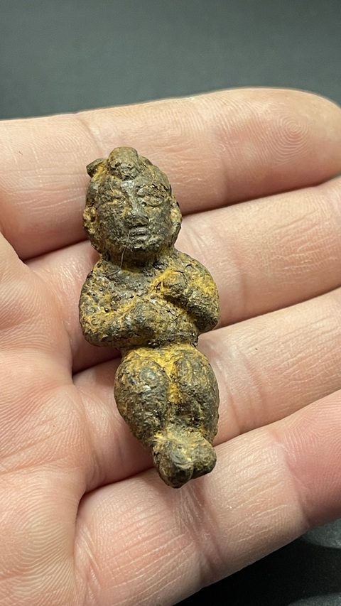 古玩雜項持荷童子真品鑒賞圖