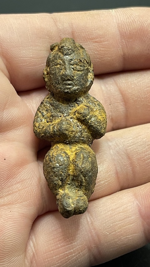 古玩雜項持荷童子真品鑒賞圖