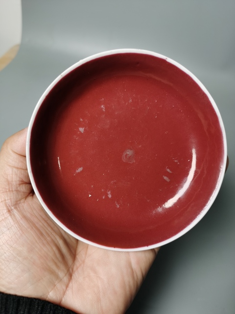 古玩陶瓷胭脂紅碟真品鑒賞圖