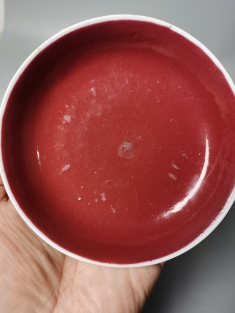 古玩陶瓷胭脂紅碟真品鑒賞圖