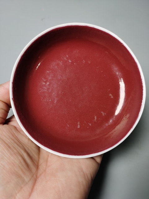 古玩陶瓷胭脂紅碟真品鑒賞圖