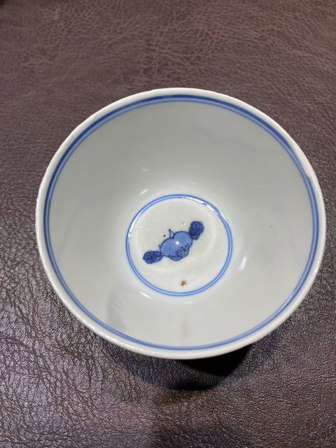 古玩陶瓷歲寒三友松竹梅青花杯真品鑒賞圖