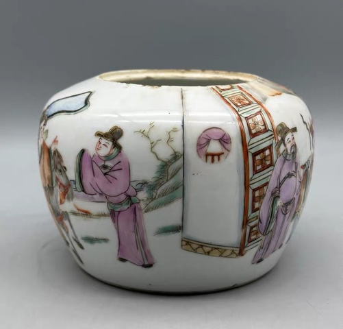 古玩陶瓷人物紋粉彩罐真品鑒賞圖