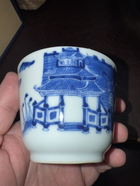 古玩陶瓷青花人物故事紋杯真品鑒賞圖