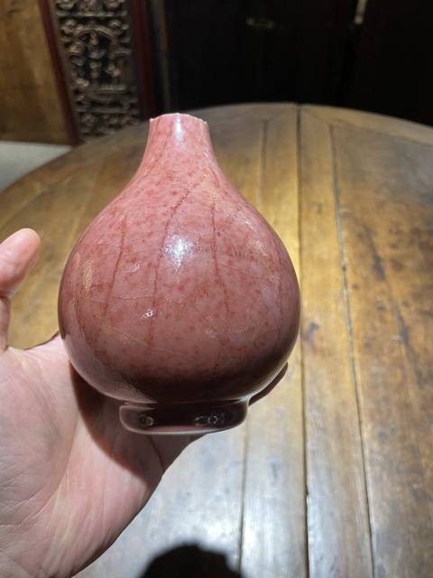 古玩陶瓷紅釉瓶標本真品鑒賞圖