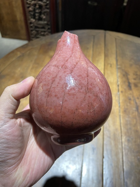 古玩陶瓷紅釉瓶標本真品鑒賞圖