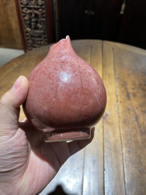 古玩陶瓷紅釉瓶標本真品鑒賞圖