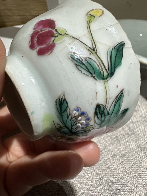 古玩陶瓷富貴大吉圖粉彩杯真品鑒賞圖