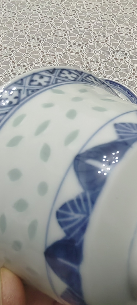 古玩陶瓷玲瓏瓷青花三才蓋杯真品鑒賞圖