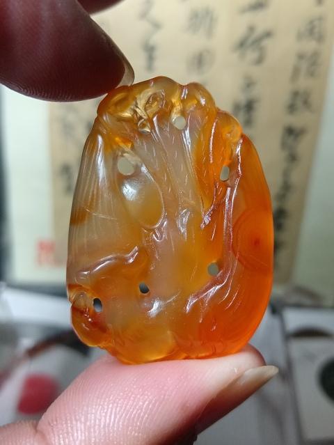 古玩玉器瑪瑙雕“鳳鳥佩”真品鑒賞圖