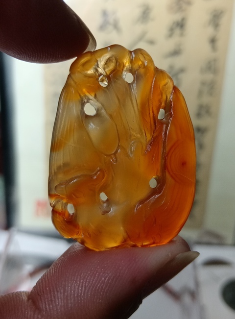 古玩玉器瑪瑙雕“鳳鳥佩”真品鑒賞圖