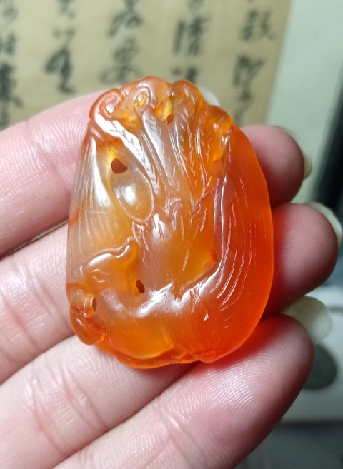 古玩玉器瑪瑙雕“鳳鳥佩”真品鑒賞圖