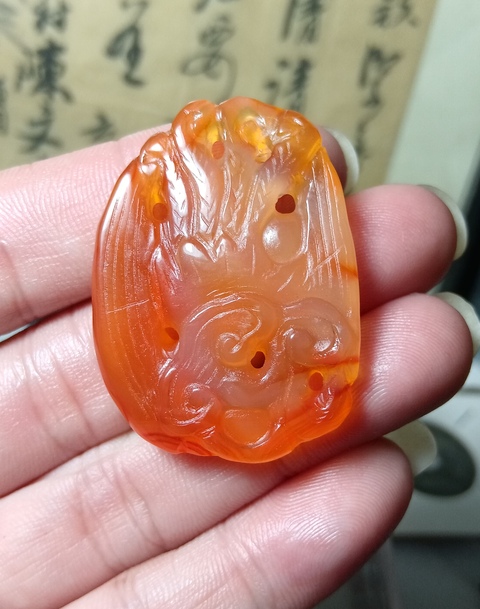 古玩玉器瑪瑙雕“鳳鳥佩”真品鑒賞圖