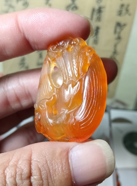 古玩玉器瑪瑙雕“鳳鳥佩”真品鑒賞圖