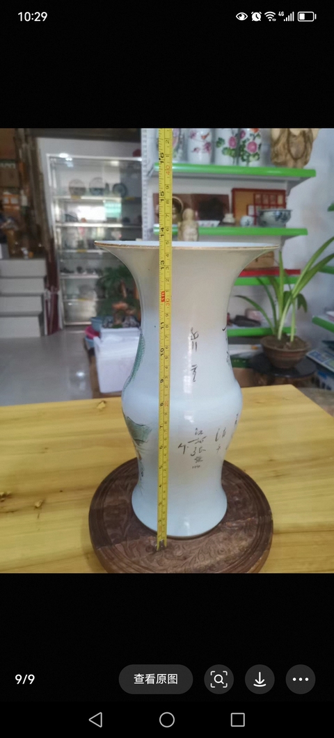 古玩陶瓷三娘教子圖花觚真品鑒賞圖