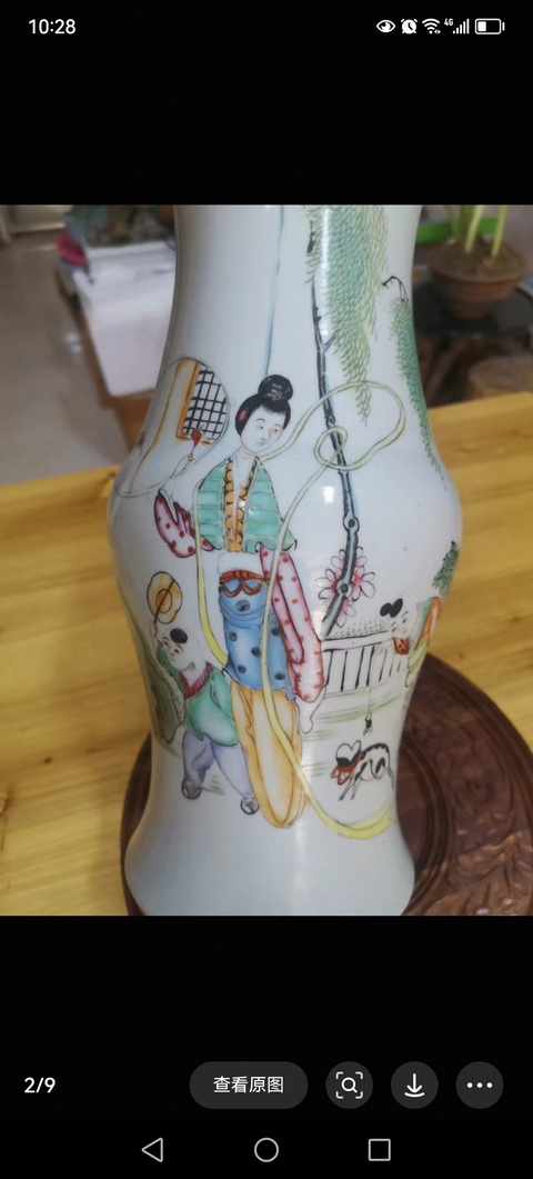 古玩陶瓷三娘教子圖花觚真品鑒賞圖