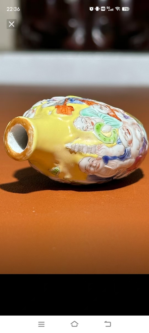 古玩陶瓷晚清民國 粉彩十八羅漢圖鼻煙壺真品鑒賞圖