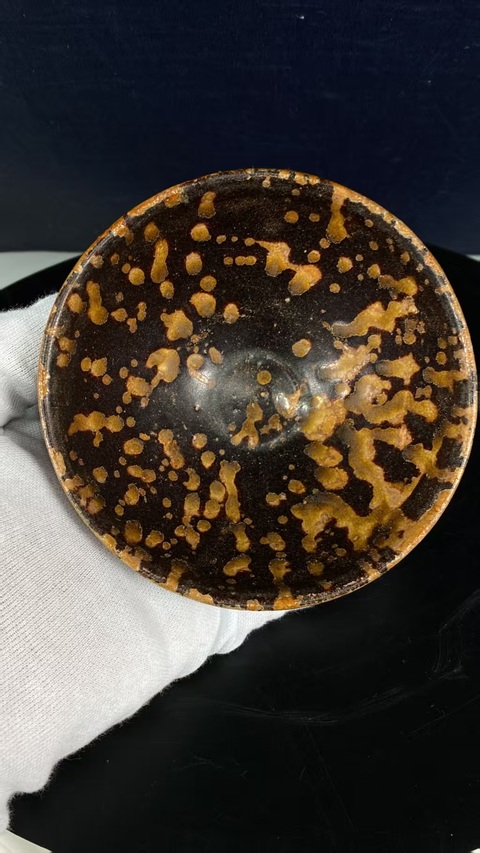 古玩陶瓷吉州窯玳瑁斑紋盞真品鑒賞圖