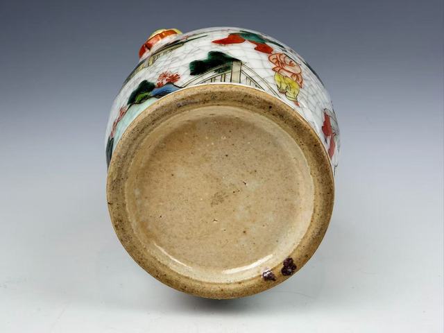 古玩陶瓷清末民初·哥釉五彩麒麟送子獸耳尊拍賣(mài)，當(dāng)前價(jià)格350元