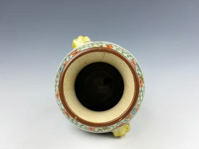 古玩陶瓷清末民初·哥釉五彩麒麟送子獸耳尊拍賣(mài)，當(dāng)前價(jià)格350元