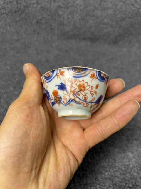 古玩陶瓷青花礬紅描金花卉紋杯拍賣，當前價格688元