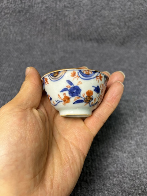 古玩陶瓷青花礬紅描金花卉紋杯拍賣，當前價格688元