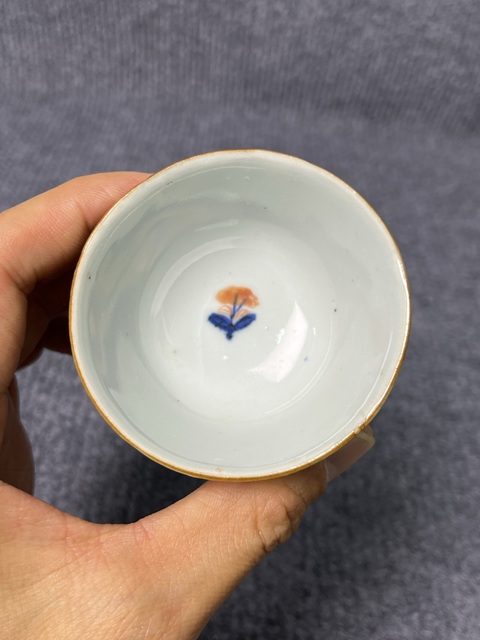 古玩陶瓷青花礬紅描金花卉紋杯拍賣，當前價格688元