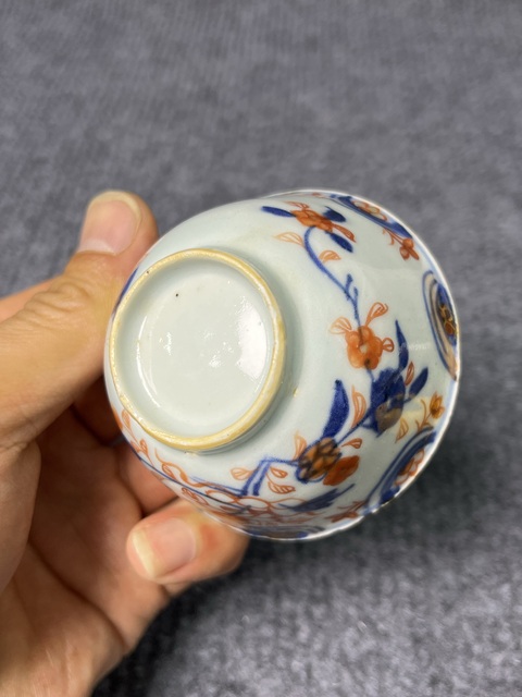 古玩陶瓷青花礬紅描金花卉紋杯拍賣，當前價格688元