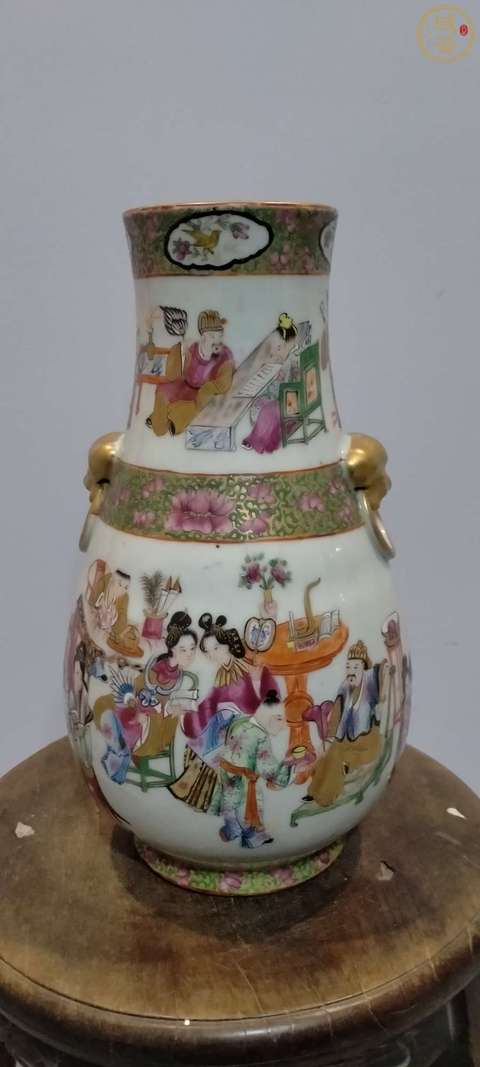 古玩陶瓷人物紋廣彩瓶真品鑒賞圖