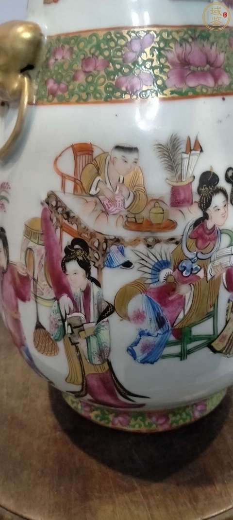 古玩陶瓷人物紋廣彩瓶真品鑒賞圖