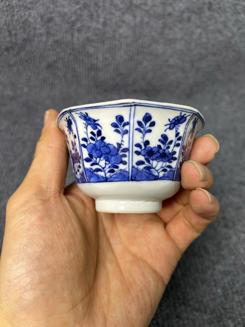 古玩陶瓷青花八方花卉紋杯拍賣，當(dāng)前價格1388元