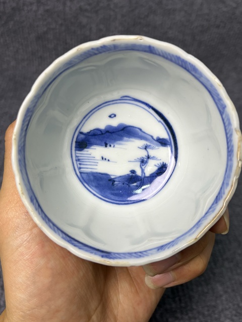 古玩陶瓷青花山水花卉紋杯拍賣(mài)，當(dāng)前價(jià)格1388元