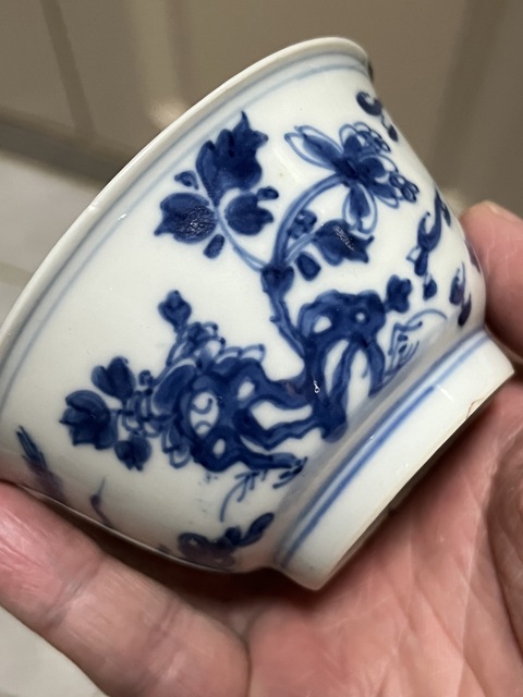 古玩陶瓷麒麟鳳紋青花杯真品鑒賞圖