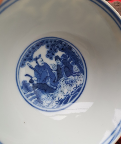 古玩陶瓷清光緒 官窯青花八仙圖碗（官）真品鑒賞圖