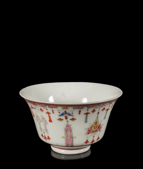 古玩陶瓷民國·粉彩吉慶有余紋茶碗一組三只  真品鑒賞圖