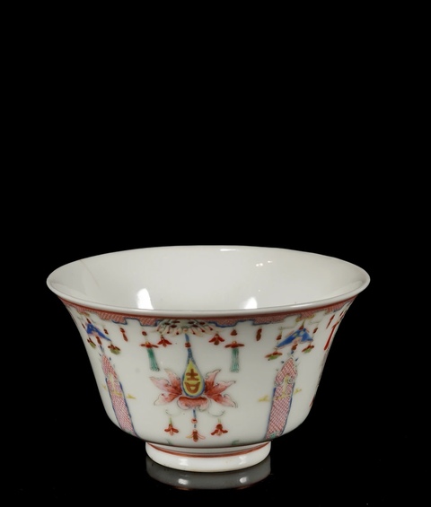 古玩陶瓷民國·粉彩吉慶有余紋茶碗一組三只  真品鑒賞圖