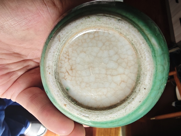 古玩陶瓷清中期郎窯綠太白罐真品鑒賞圖