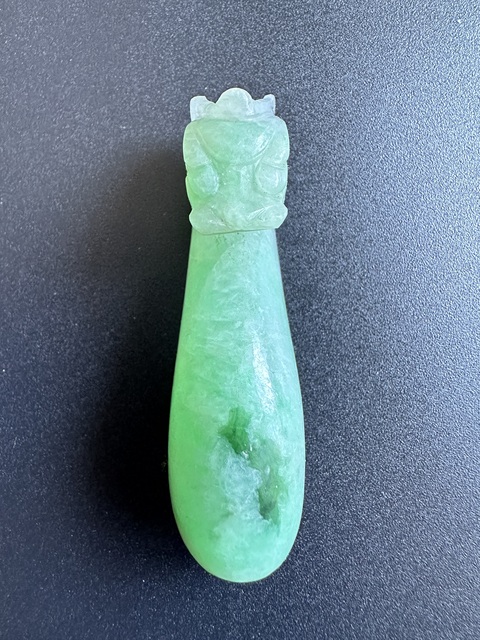 古玩玉器老翡翠龍勾真品鑒賞圖