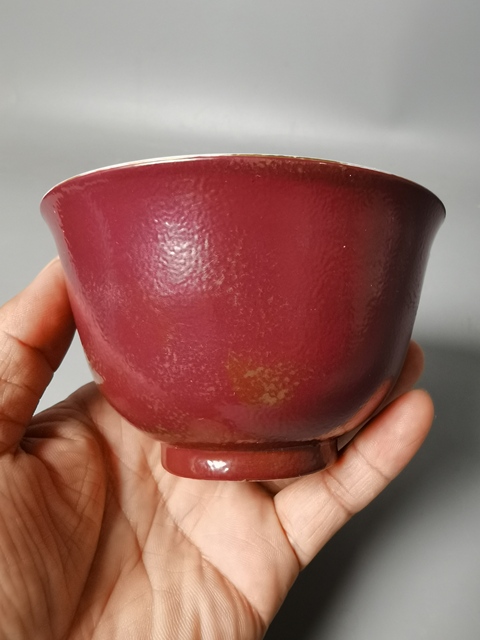 古玩陶瓷胭脂紅茶圓真品鑒賞圖